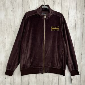 Dogg Supply Snoop Dog Brown Long Sleeve Soft Velour Plush Full Zip Track Jacket